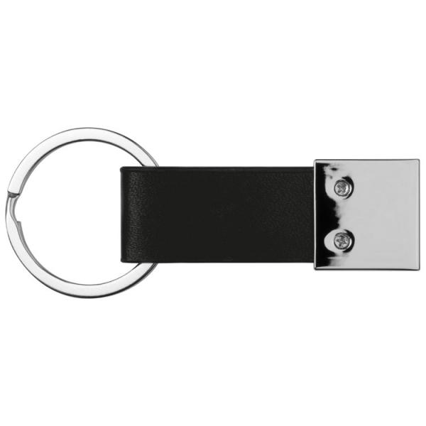 Schlüsselanhänger mit Namensgravur - mit Kunstleder-Bändchen - Farbe: schwarz