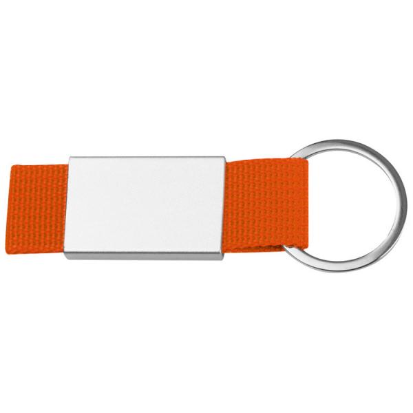Schlüsselanhänger mit orangen Stoffbändchen
