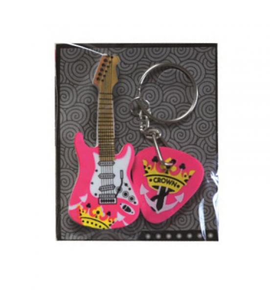 Schlüsselanhänger Radiergummi / Radierer "Gitarre" / Farbe: pink