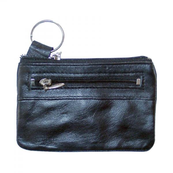 Schlüsseltasche / aus Leder / mit Kleingeldvorfach / Farbe: schwarz
