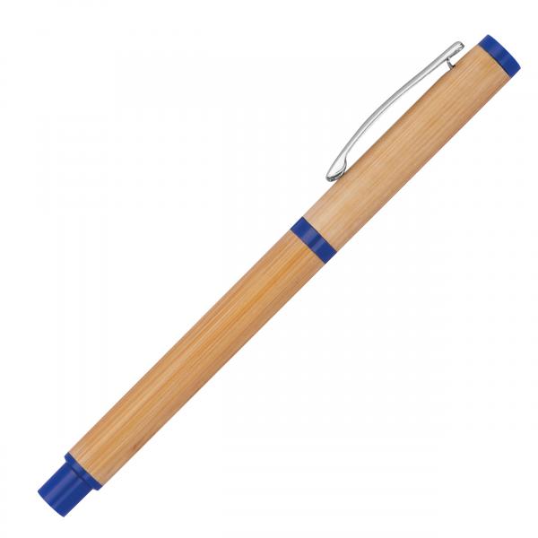 Schreibset aus Bambus mit Gravur / Kugelschreiber und Tintenroller / Farbe: blau