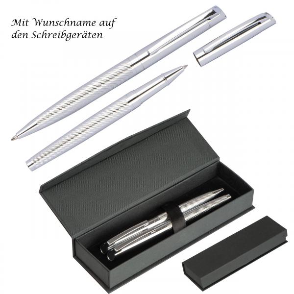 Schreibset mit Gravur / mit Kugelscheiber und Rollerball im Geschenketui