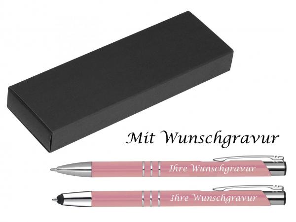 Schreibset mit Gravur / Touchpen Kugelschreiber + Kugelschreiber / Farbe: rosé