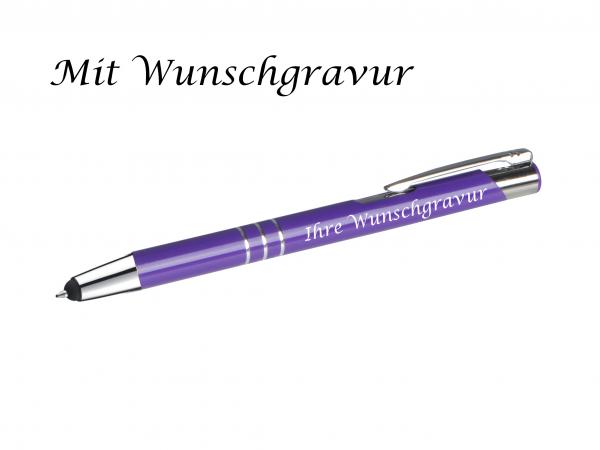 Schreibset mit Gravur / Touchpen Kugelschreiber + Kugelschreiber / violett