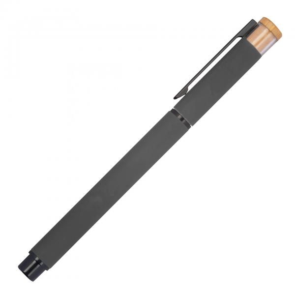 Schreibset mit Kugelschreiber und Rollerball aus Metall mit Gravur / anthrazit