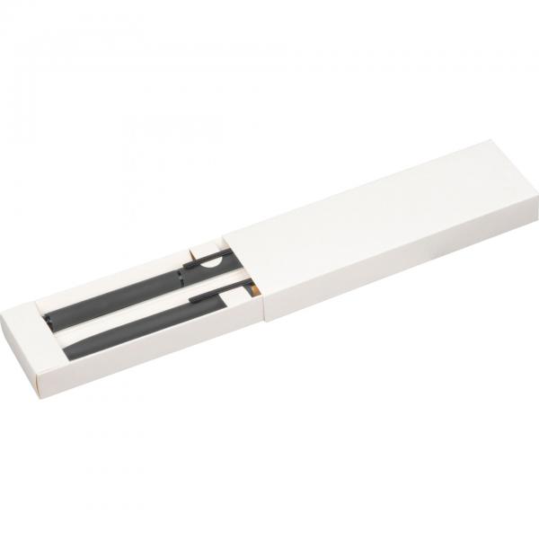 Schreibset mit Kugelschreiber und Rollerball aus Metall mit Gravur / anthrazit