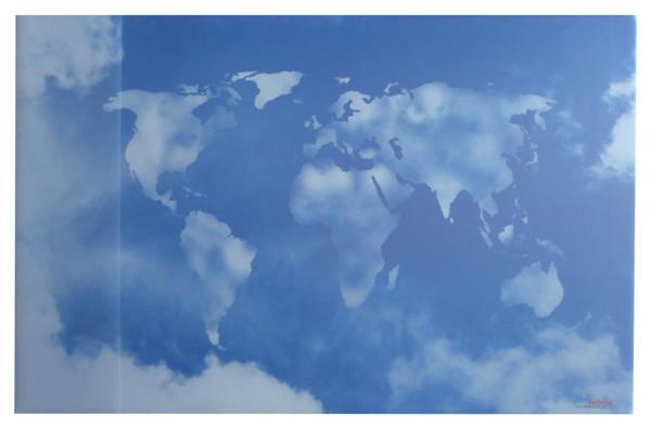 Schreibtischunterlage 58,5x38,5cm / Weltkarte aus Wolken