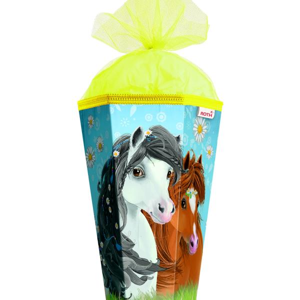 Schultüte / Zuckertüte / 85cm / eckig / "Blumenpferde"