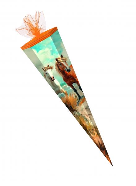 Schultüte / Zuckertüte / 85cm / eckig / "Pferde"