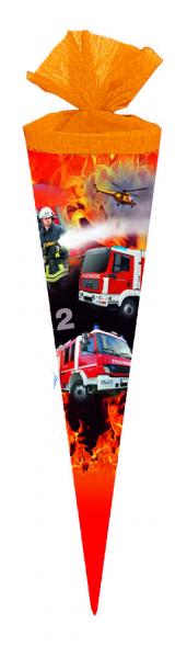 Schultüte / Zuckertüte / Länge: 35cm / rund / "Feuerwehr"