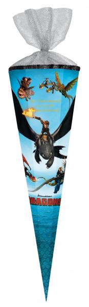 Schultüte mit goldgefärbter Gravur / Zuckertüte / 85cm / eckig / "Dragons"