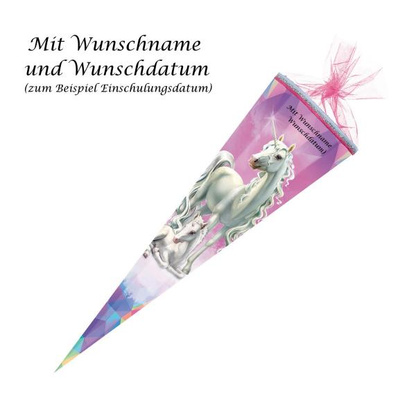 Schultüte mit Gravur / Zuckertüte / 85cm / eckig / "Einhorn Märchenwald"