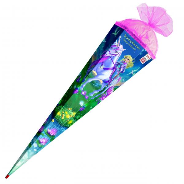Schultüte mit Gravur / Zuckertüte / 85cm / eckig / "Magische Einhornreiterin"