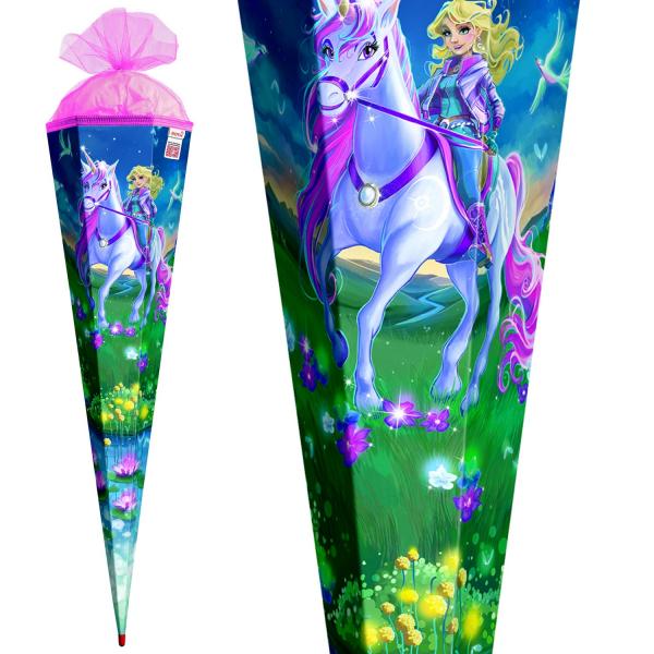 Schultüte mit Gravur / Zuckertüte / 85cm / eckig / "Magische Einhornreiterin"