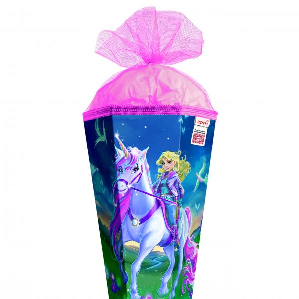 Schultüte mit Gravur / Zuckertüte / 85cm / eckig / "Magische Einhornreiterin"