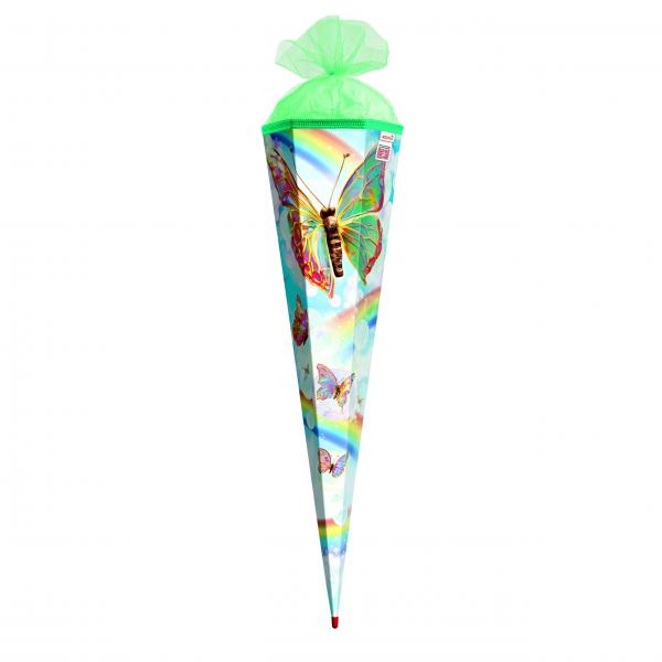 Schultüte mit Gravur / Zuckertüte / 85cm / eckig / "Rainbow Butterfly"