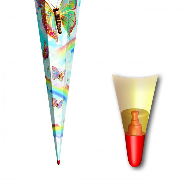 Schultüte mit Gravur / Zuckertüte / 85cm / eckig / "Rainbow Butterfly"