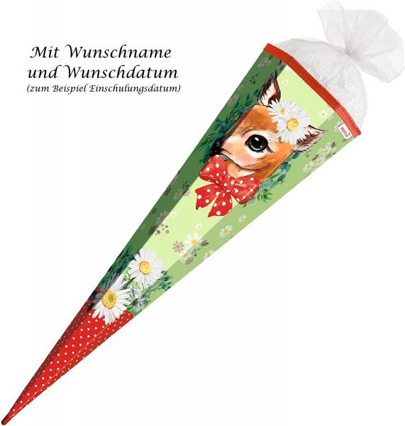 Schultüte mit Gravur / Zuckertüte / 85cm / eckig / "Reh"