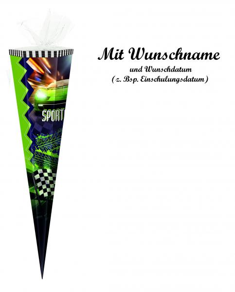 Schultüte mit Namensgravur - Zuckertüte - 70cm - eckig - "Sportcar"