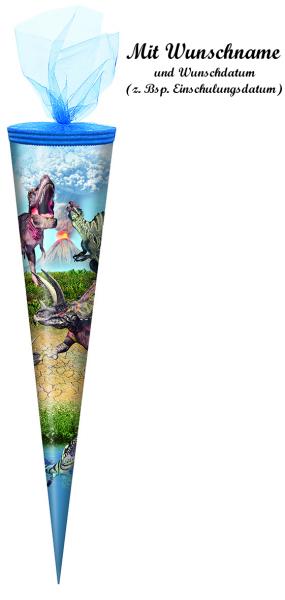 Schultüte mit Namensgravur - Zuckertüte - 70cm - rund - "Dinotopia"