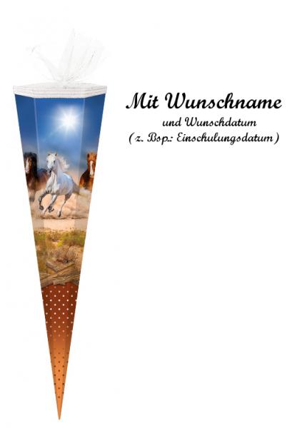 Schultüte mit Namensgravur - Zuckertüte - 85cm - eckig - "Wildpferde"