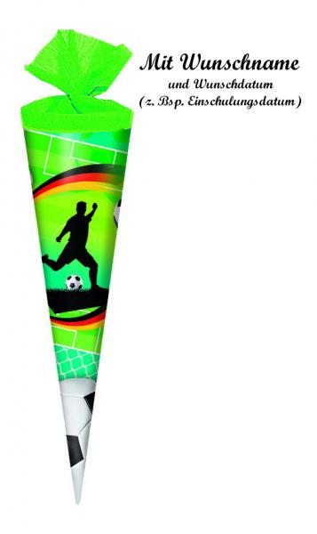 Schultüte mit Namensgravur - Zuckertüte - Länge:35cm - rund - "Fußball"