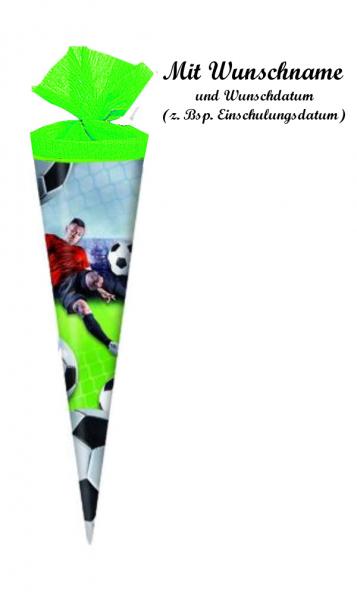 Schultüte mit Namensgravur - Zuckertüte - Länge:35cm - rund - "Fußball"