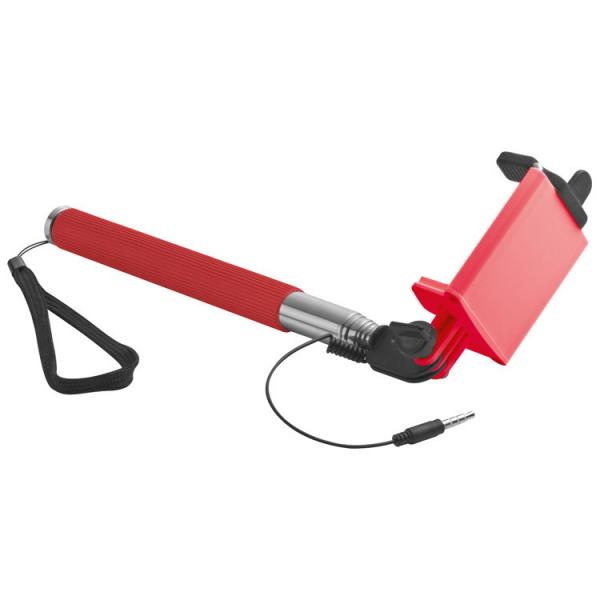 Selfie Stick mit Teleskopstab und integriertem Auslöser / Farbe: rot