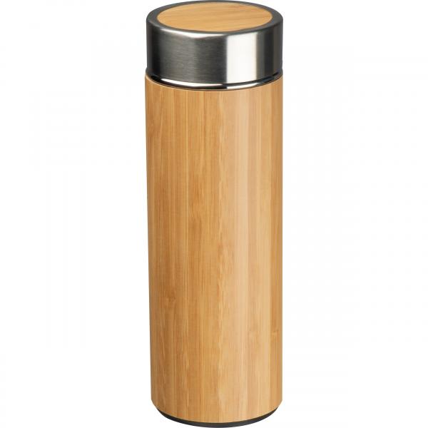Set aus Trinkbecher und Trinkflasche mit Gravur / mit Teesieb / aus Bambus