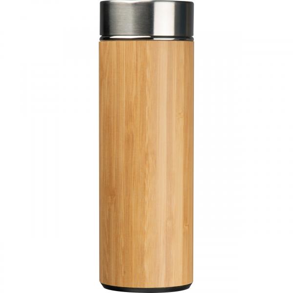 Set aus Trinkbecher und Trinkflasche mit Gravur / mit Teesieb / aus Bambus