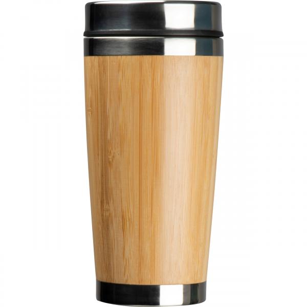 Set aus Trinkbecher und Trinkflasche mit Gravur / mit Teesieb / aus Bambus
