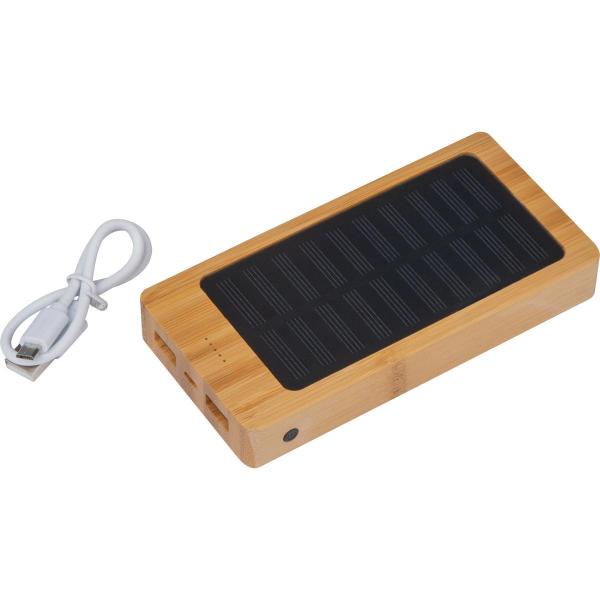 Solar Powerbank im Bambusgehäuse / mit 8.000 mAh Leistung