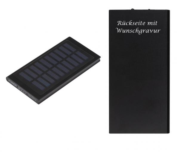 Solar-Powerbank mit Gravur / Leistung 8.000mAh / aus Metall / mit USB-Ladekabel