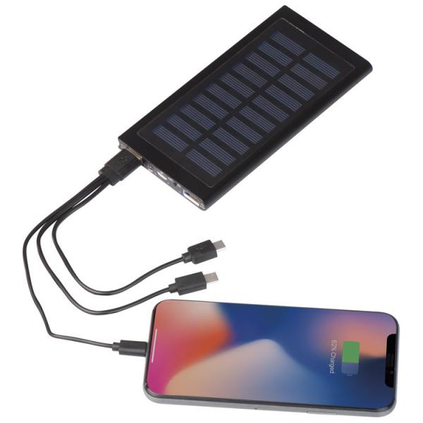 Solar-Powerbank mit Namensgravur - 8.000mAh - aus Metall - mit USB-Ladekabel