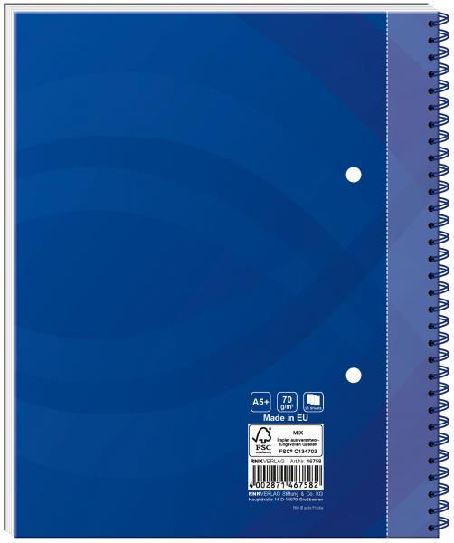 Spiral-Kladde / Notizbuch / DIN A5 / 96 Blatt / kariert / 70g/m² / Farbe: blau