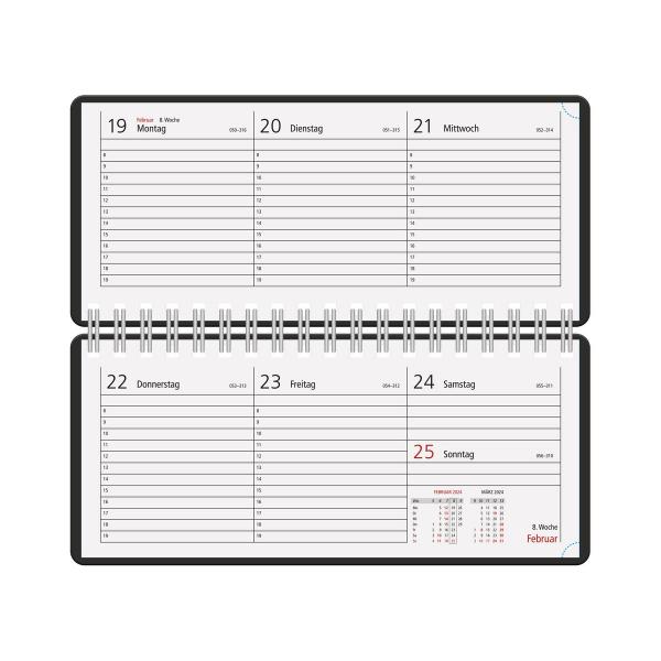 Spiral-Taschenkalender 2026 / ca. 8 x 18 cm / Farbe: schwarz