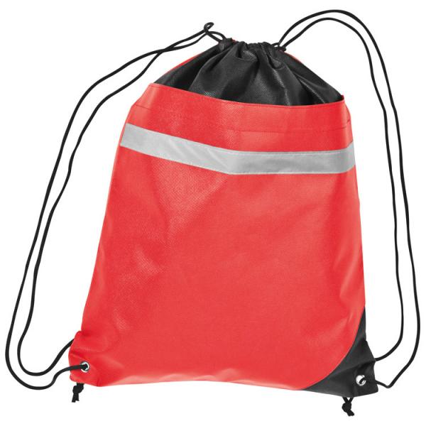 Sportbeutel / Gym-Bag mit reflektierendem Streifen / Farbe: rot