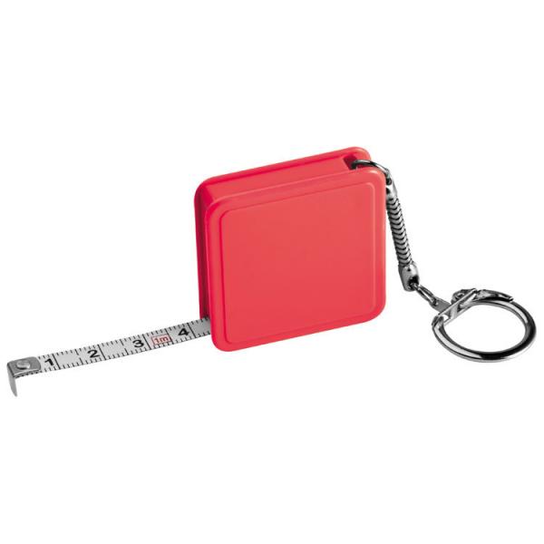 Stahlbandmaß 1m / mit Schlüsselanhänger / Farbe: rot