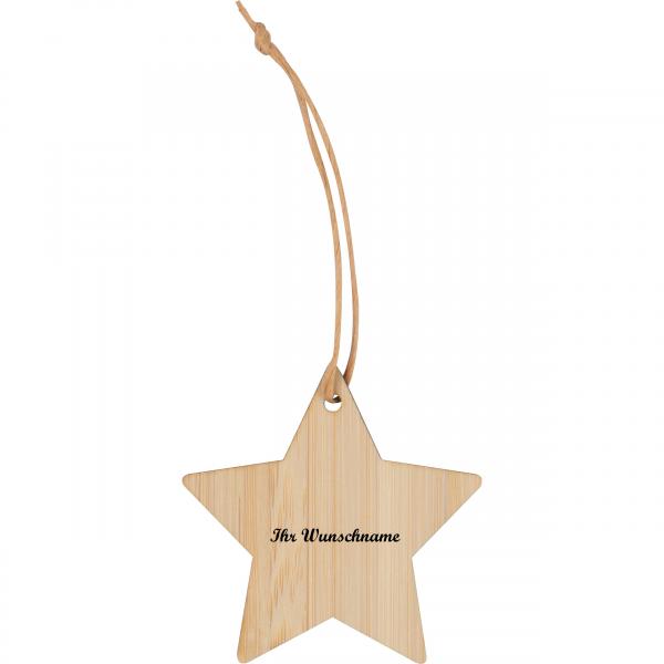 Sternanhänger mit Namensgravur - aus Bambus - Christbaum- oder Dekoanhänger
