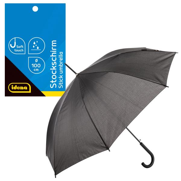 Stockschirm "Soft-Touch-Designgriff" / Regenschirm / Ø100x88cm / Farbe: schwarz