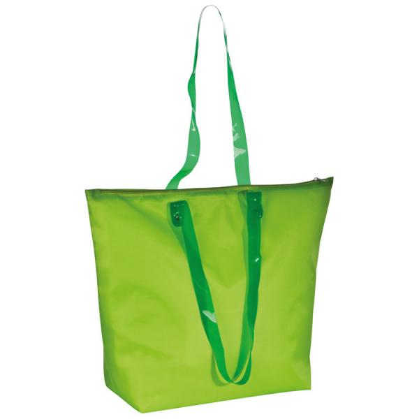 Strandtasche / mit transparenten Henkeln / Farbe: apfelgrün