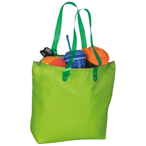 Strandtasche / mit transparenten Henkeln / Farbe: apfelgrün