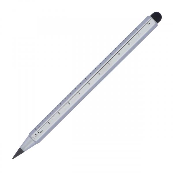 Tintenloser Touchpen Lineal Kugelschreiber mit Namensgravur - Farbe: silber