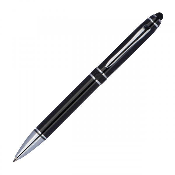Touchpen Drehkugelschreiber aus Metall mit Namensgravur - Farbe: schwarz