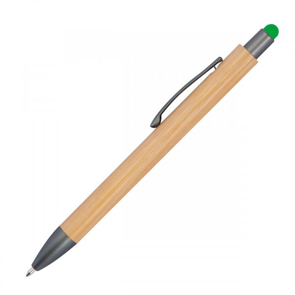 Touchpen Holzkugelschreiber aus Bambus / Stylusfarbe: grün