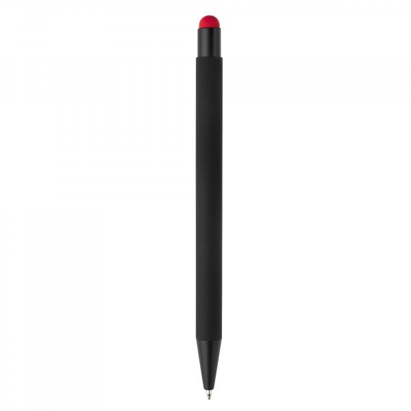 Touchpen Kugelschreiber / aus Metall / Farbe: schwarz mit roten Stylus