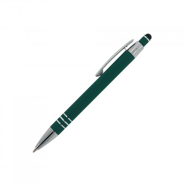 Touchpen Kugelschreiber / aus Metall / mit Soft-Touch / Farbe: dunkelgrün