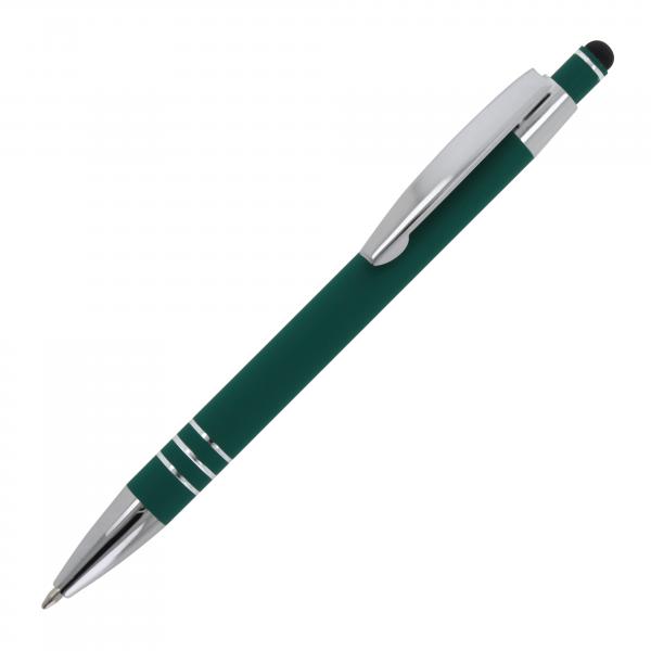 Touchpen Kugelschreiber / aus Metall / mit Soft-Touch / Farbe: dunkelgrün
