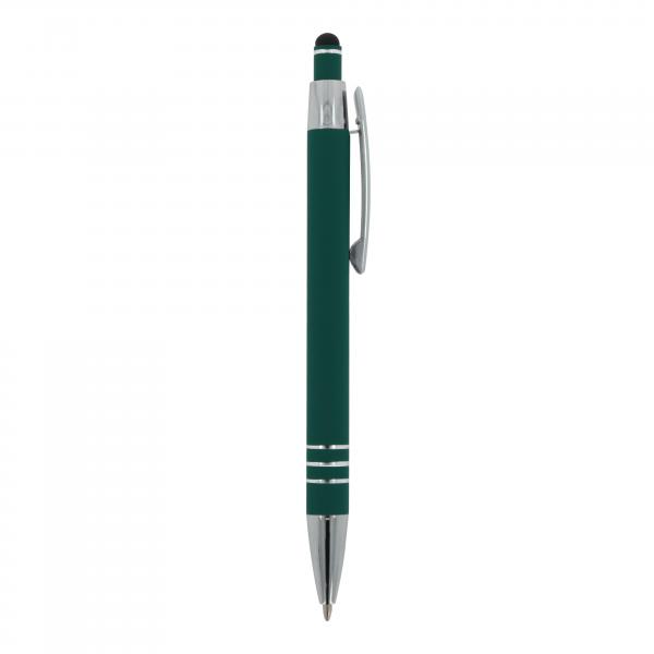 Touchpen Kugelschreiber / aus Metall / mit Soft-Touch / Farbe: dunkelgrün