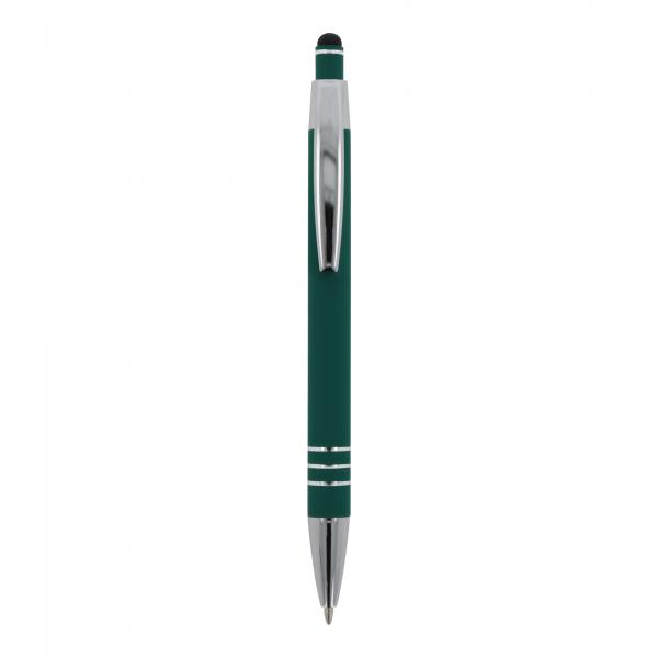 Touchpen Kugelschreiber / aus Metall / mit Soft-Touch / Farbe: dunkelgrün